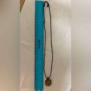 Black String Necklace w/ Stone Turtle Pendant